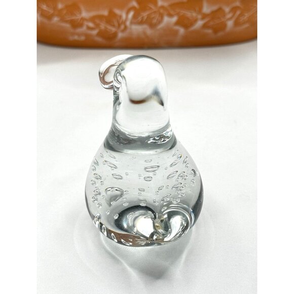 Handcrafted Clear Glass Duck Figurine With Bubble Design - Picture 4 of 6
